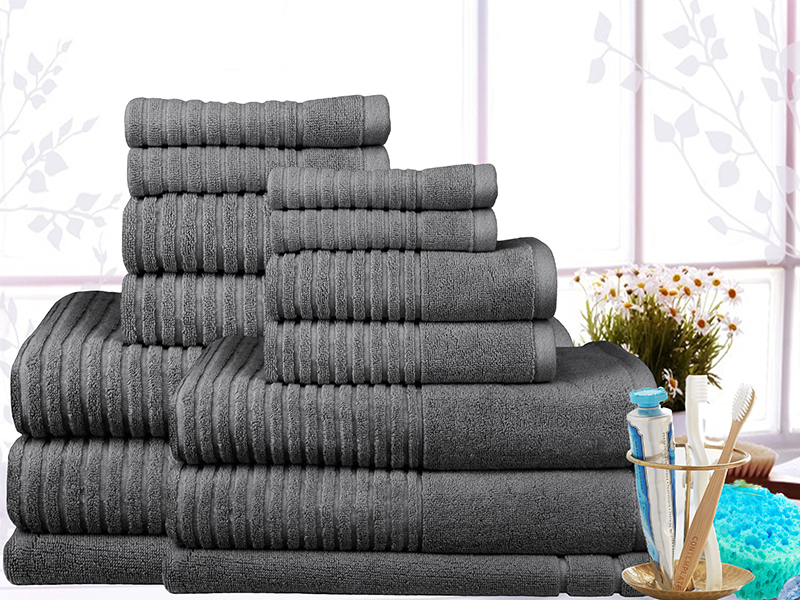 Charcoal Ramesses Egyptian Cotton Ribbed Bath Towel