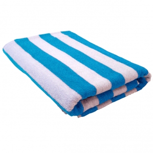 Aqua small striped beach towel