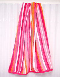 Candy Striped Beach Towel hanging up