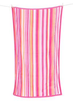 Candy Striped Beach Towel pegged on the line 