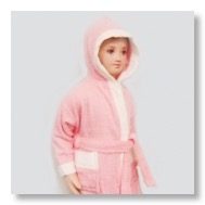 Pink and White Kids Hooded Robe