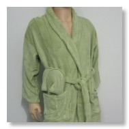 Green Microfibre Robe with Slippers